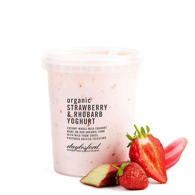 Daylesford Organic strawberry & rhubarb yoghurt 450ml - British product