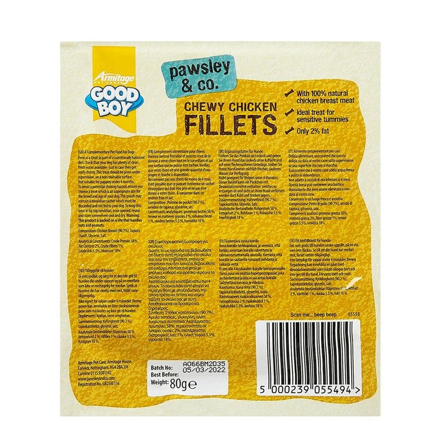 Good Boy Chewy Chicken Fillets dog treats 80g, UK version