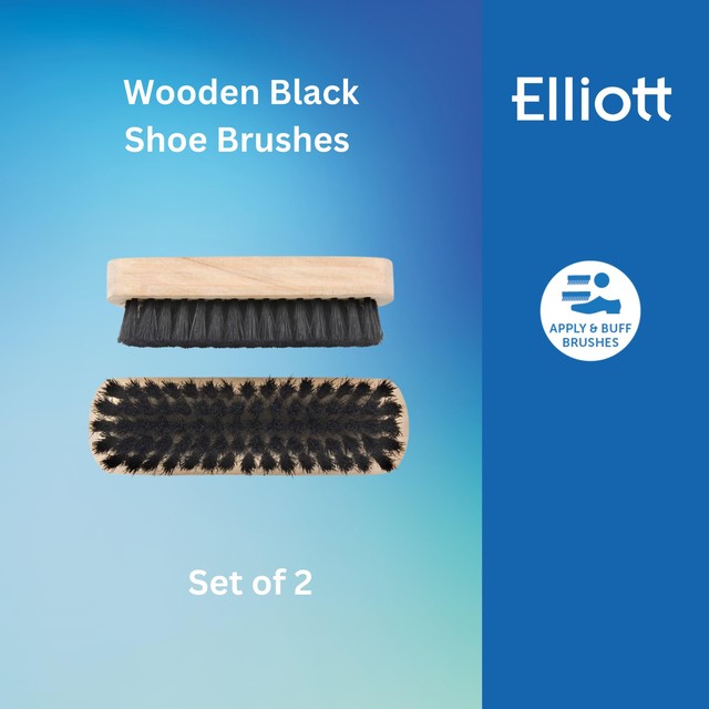 Elliotts wooden black shoe brushes set of 2 - British product