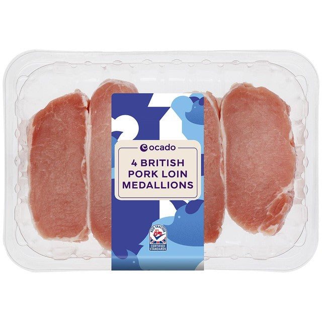 Ocado British pork loin medallions 400g, imported from the UK