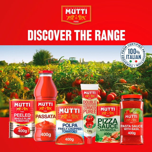 Mutti chopped tomatoes with basil 400g, imported from the UK