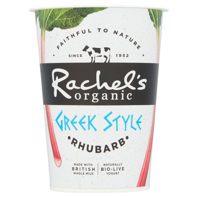 Rachel's Greek style rhubarb yogurt 450g, imported from the UK