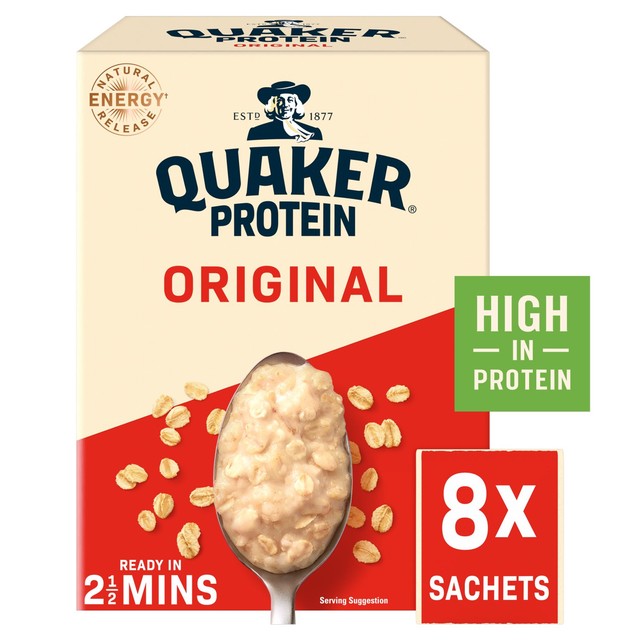 Quaker High Protein Original Porridge Sachets 8 pack, imported from the UK