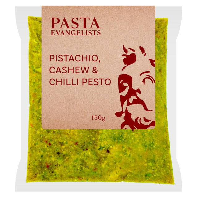 Pasta Evangelists Pistachio Cashew & Chilli Pesto 150g, imported from the UK