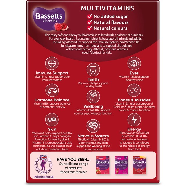 Bassetts Raspberry & Pomegranate multivitamin pastilles 60 per pack - British product