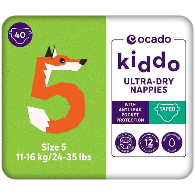 Ocado Kiddo Ultra-Dry nappies Size 5 (11-16kg), imported from the UK