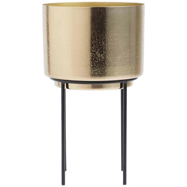 M&S medium textured gold planter with stand, imported from the UK