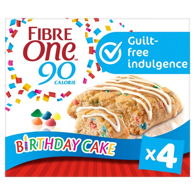 Fibre One Birthday Cake Bar Squares 4 x 24g - British product