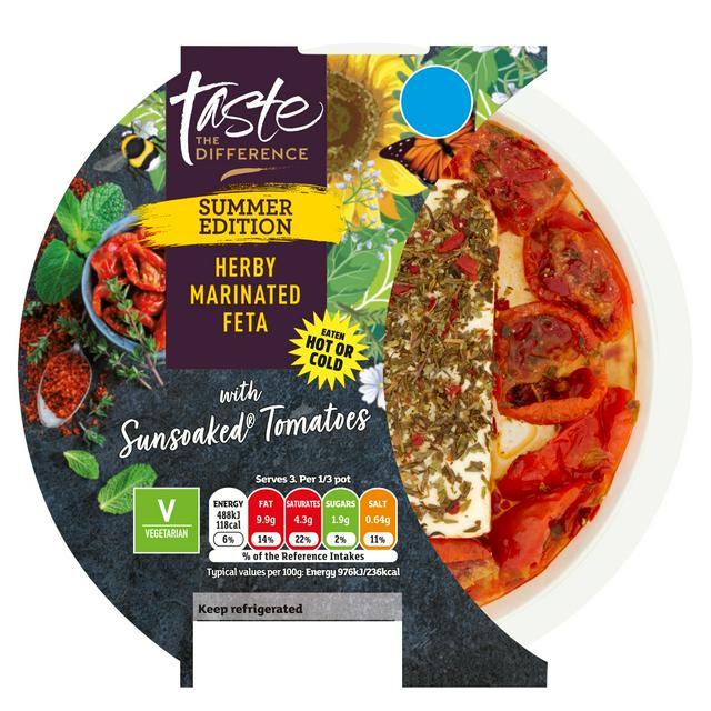 Herby Marinated Feta Cheese Block with Semi-Dried Tomatoes 150g