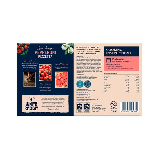 White Rabbit Gluten Free Sourdough Pepperoni Pizzetta 175g (British brand)
