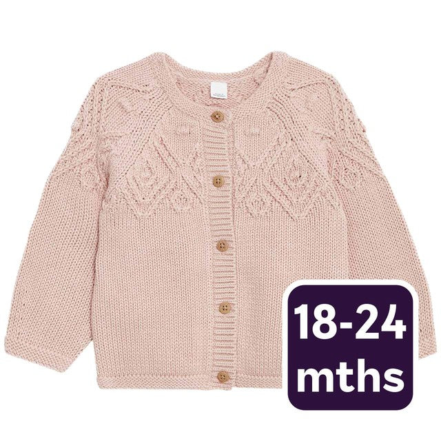 M&S pink patterned cardigan 18-24 months, imported from the UK