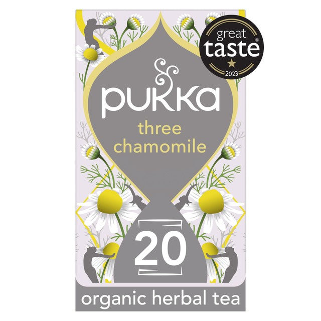 Pukka Herbs Organic Three Chamomile Tea 20 Bags, imported from the UK