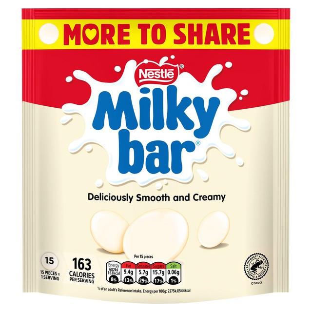 Milkybar white chocolate giant buttons 176g, imported from the UK