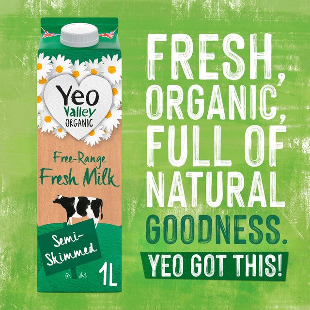 Yeo Valley Semi Skimmed Milk 1L (British brand)