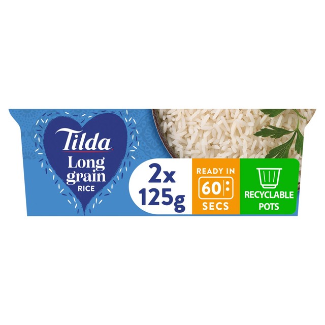 Tilda long grain rice pots 250g (British brand)