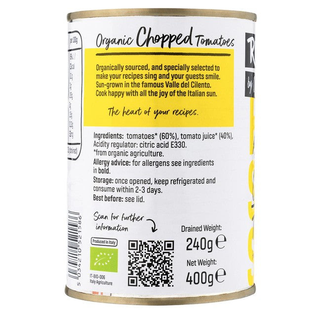 Realfoods chopped tomatoes 400g, imported from the UK