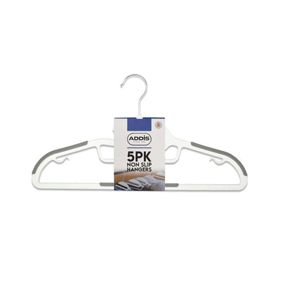 Addis Non-Slip Plastic Clothes Hangers White & Grey 5pk