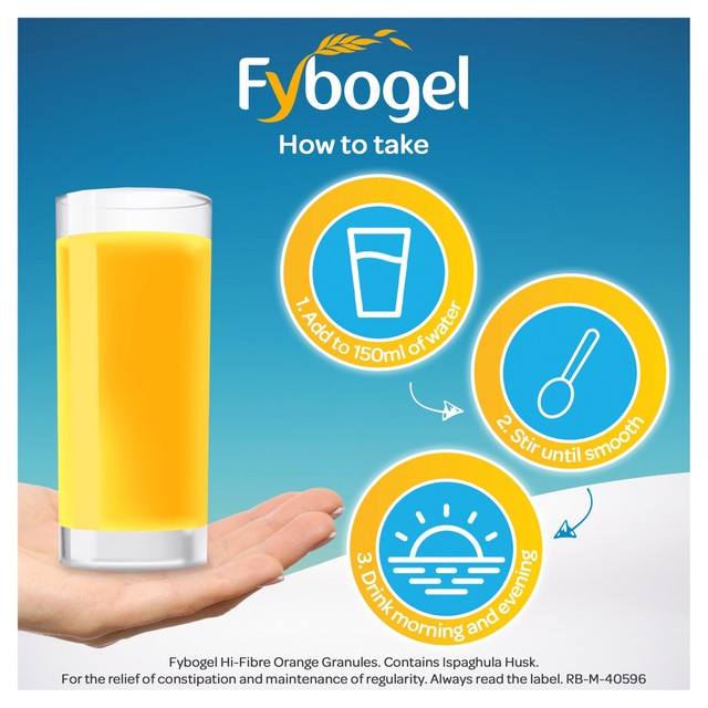Fybogel Hi-Fibre Orange flavour fibre supplement 30 sachets - British product