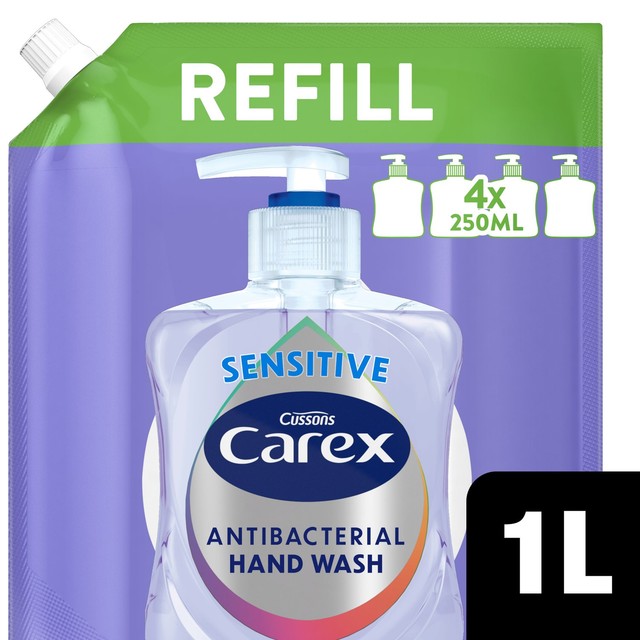 Carex sensitive antibacterial hand wash refill 1L - British product