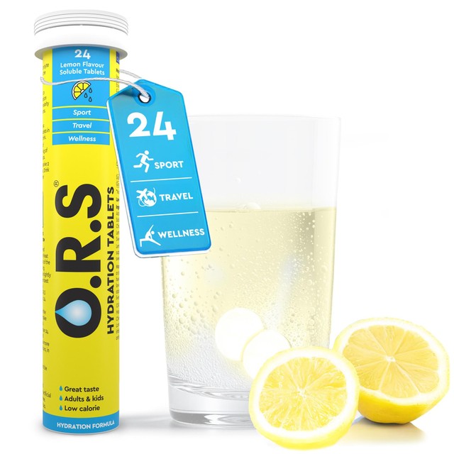 O.R.S lemon electrolyte tablets 24 pack, imported from the UK