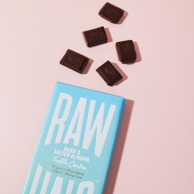 Raw Halo Dark & Salted Almond Truffle Centres Vegan Chocolate Bar