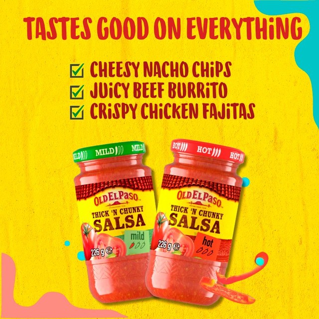Old El Paso hot salsa 226g, imported from the UK