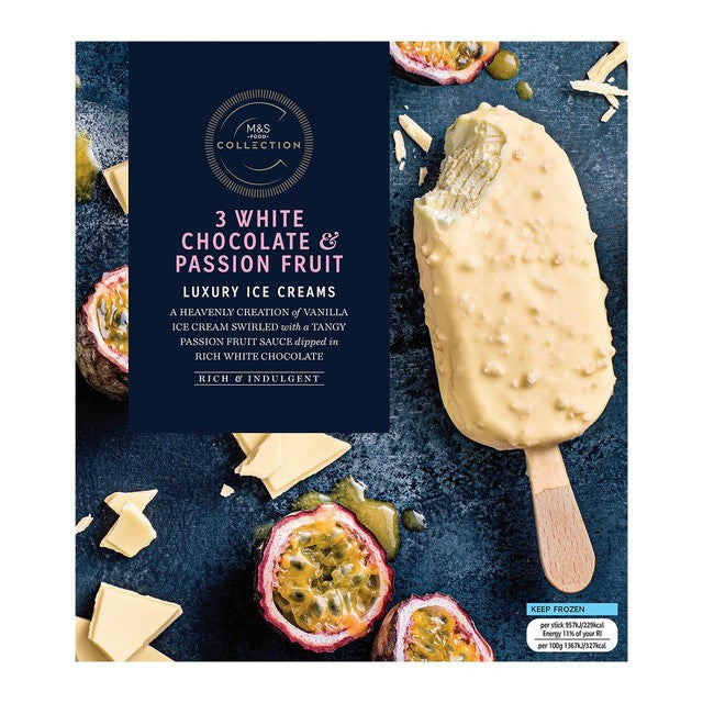 M&S White Chocolate & Passion Fruit Ice Cream 210g, imported from the UK
