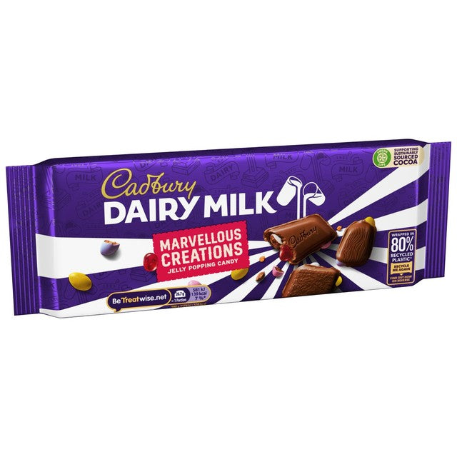 Cadbury Marvellous Creations Jelly Popping Candy chocolate bar 160g - British product