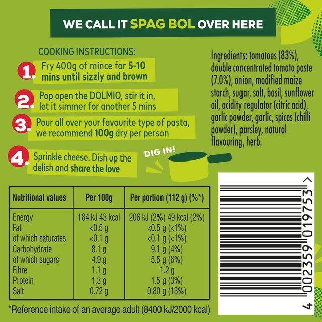 Dolmio Bolognese Intense Chilli Pasta Sauce 450g - British product