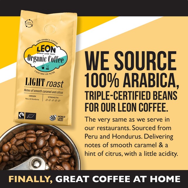 Leon light roast ground coffee 200g, UK version