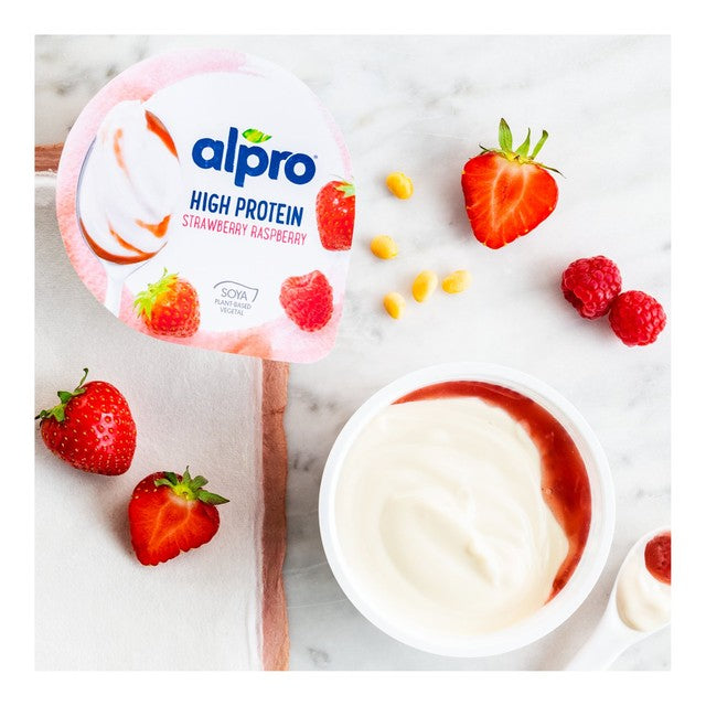 Alpro strawberry raspberry Greek style yoghurt alternative 150g - British product