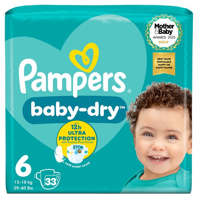 Pampers Baby-Dry Nappies Size 6 13-18kg, imported from the UK
