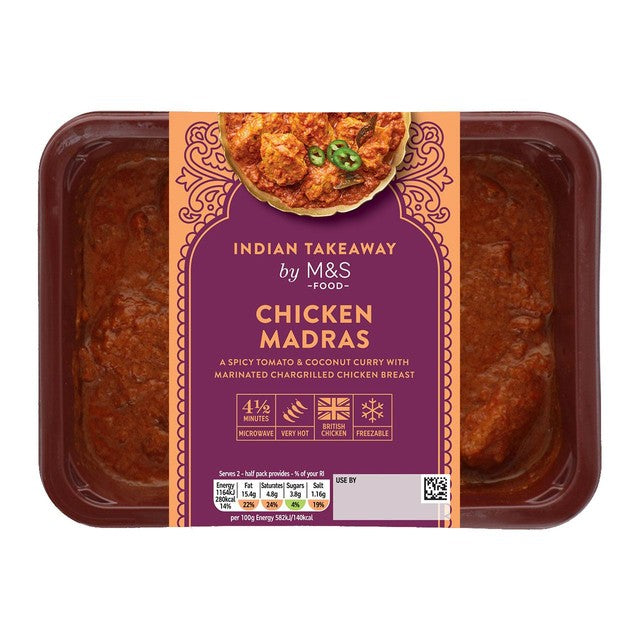 M&S Chicken Madras curry 400g, imported from the UK