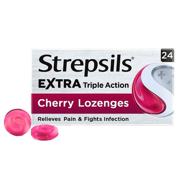 Strepsils Extra Cherry throat lozenges 24 pack (British brand)