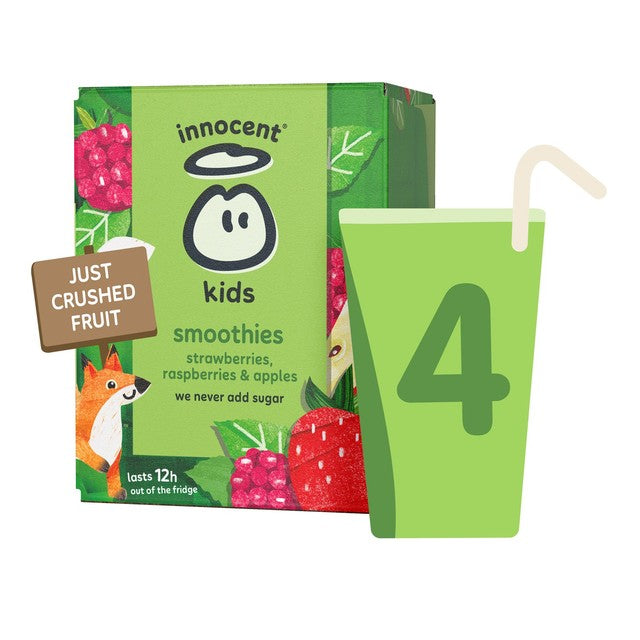 Innocent Kids Strawberry Raspberry Apple Smoothies 4 x 150ml - British product