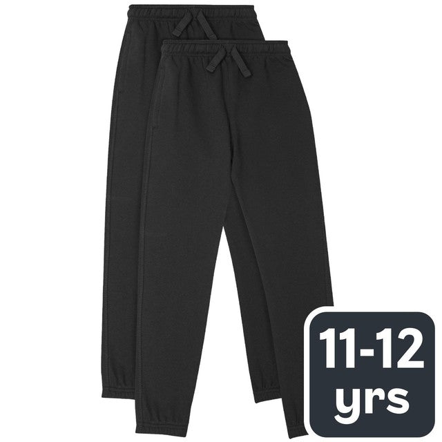 M&S unisex regular fit black joggers for 11-12 years, UK version