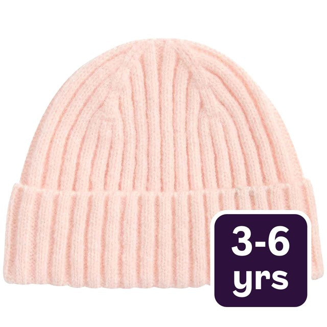 M&S kids fisherman beanie hat pink 3-6 years, UK version