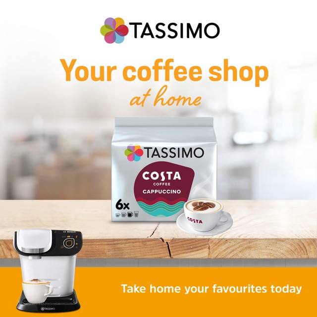 Tassimo Costa cappuccino coffee capsules 6 pack (British brand)