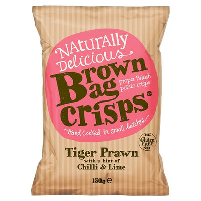 Brown Bag Tiger Prawn with Chilli and Lime Hand Cooked Potato Crisps 150g