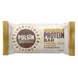 Pulsin caramel choc & peanut vegan protein bar 50g, imported from the UK