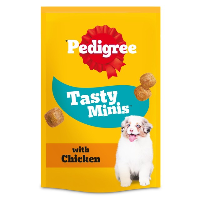 Pedigree puppy treats chicken chewy cubes 125g, imported from the UK