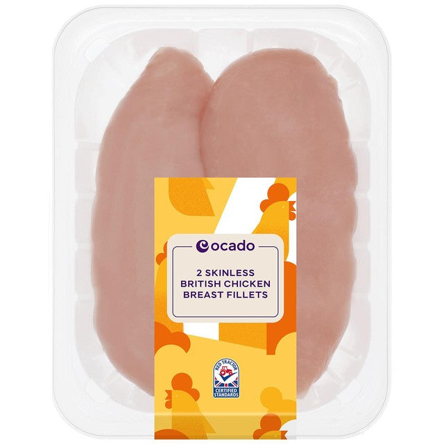 Ocado skinless chicken breast fillets 350g, imported from the UK