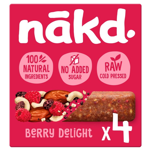 Nakd Berry Delight fruit and nut bars 4 x 35g, imported from the UK