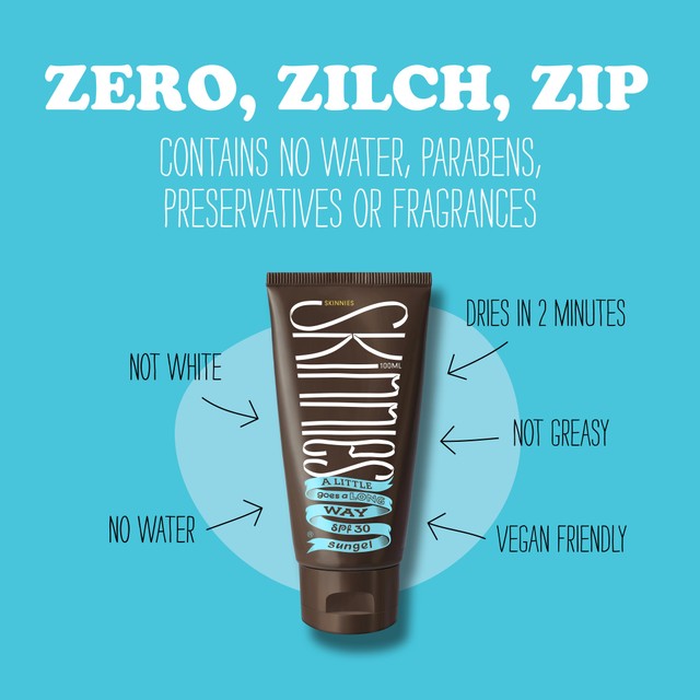 Skinnies SPF 30 Sunscreen Sungel Vegan 100ml (British brand)
