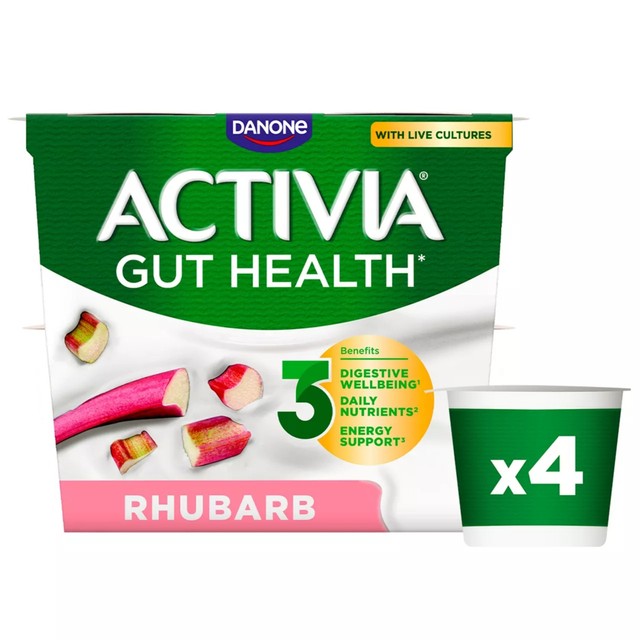 Activia Rhubarb Yogurt Multipack 4 x 115g - British product