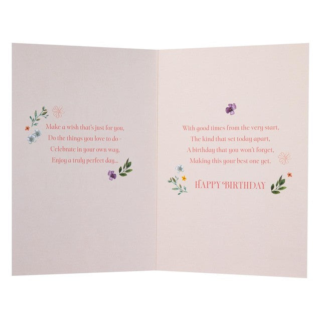 M&S flower pattern birthday card 13.8cm x 20.2cm, imported from the UK