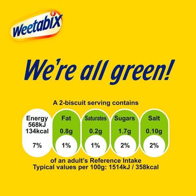 Weetabix Original whole grain wheat breakfast cereal (British brand)