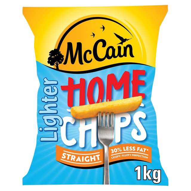 McCain Home Chips Lighter Straight Cut frozen potato chips 1kg, imported from the UK