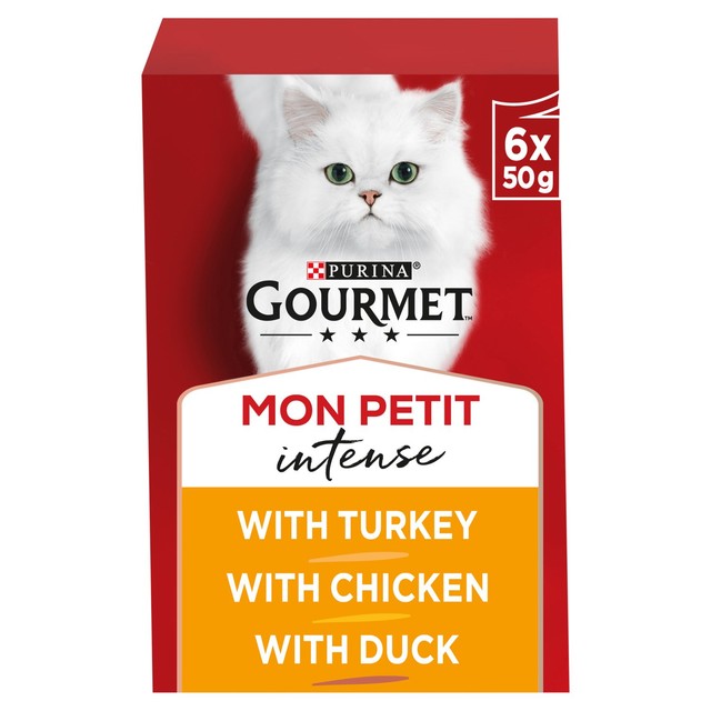 Gourmet wet cat food poultry variety turkey chicken duck 6 x 50g - British product