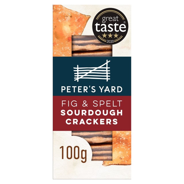 Peter's Yard fig sourdough crackers 100g, imported from the UK